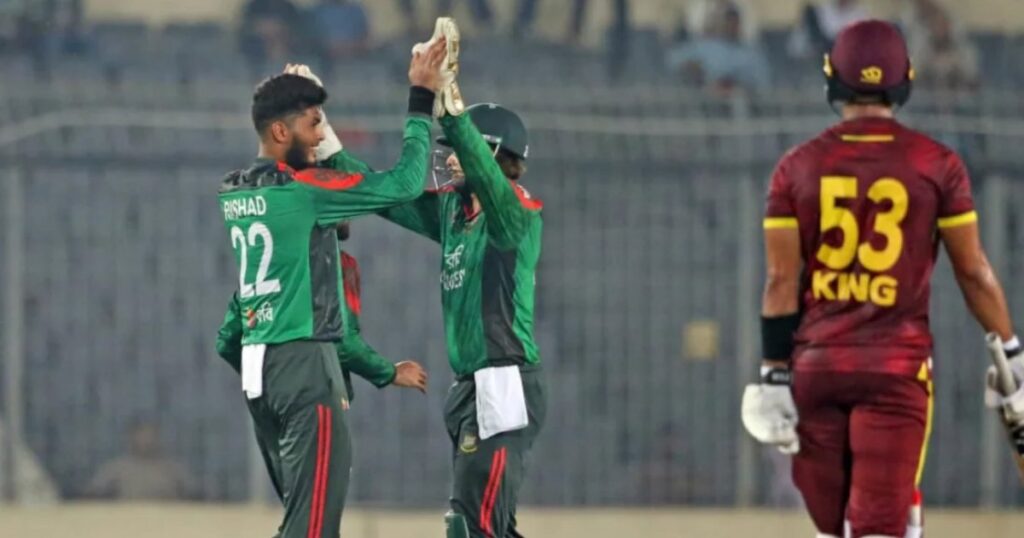 রিশাদের ঘূর্ণিতে ক্যারিবীয়দের ৭৪ রানে হারালো বাংলাদেশ রিশাদের ঘূর্ণিতে ক্যারিবীয়দের ৭৪ রানে হারালো বাংলাদেশ